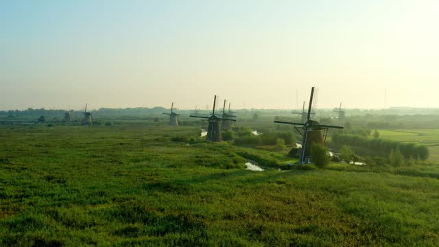 Dawn at Windmills in Kinderdijk (Netherlands)