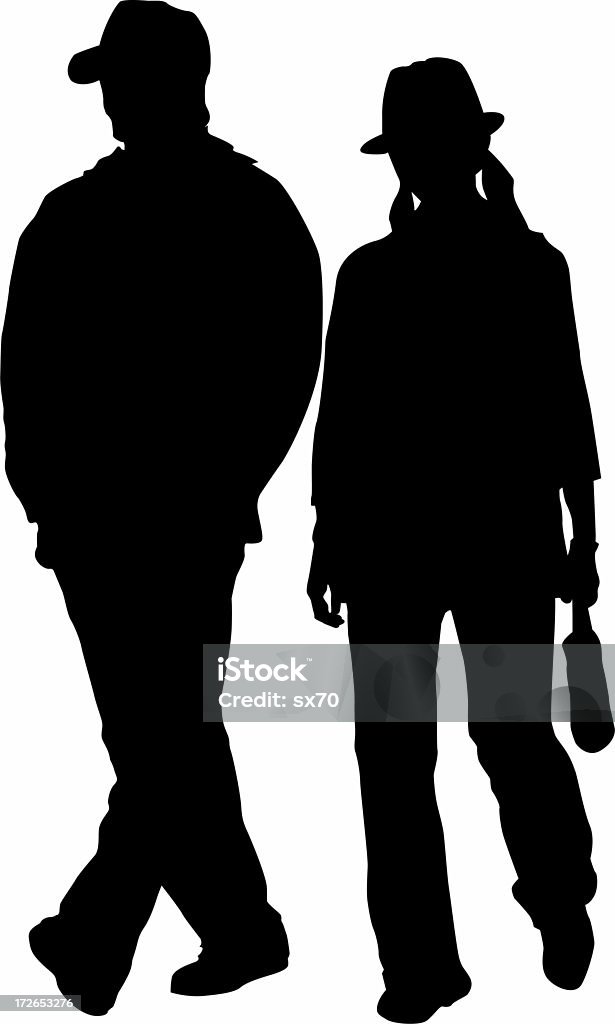 Urban Couple Silhouette. Shadow Stock Photo