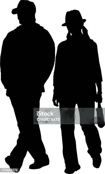 Urban Couple Stock Photo - Download Image Now - Shadow, The Human Body, Walking