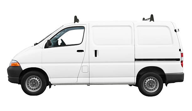 istock Side view of white van isolated on white background 172653723
