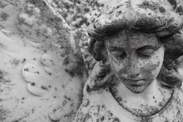 Sad Angel Back and White Cemetary Angel gothic art stock pictures, royalty-free photos & images