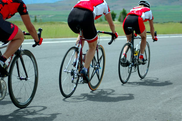 Three women race for the finish line.