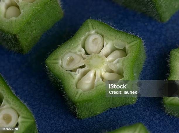 Photo libre de droit de Okra Tranché Macro banque d'images et plus d'images libres de droit de Okra - Okra, Graine, Aliment en portion