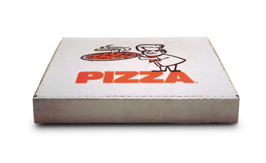 Pizza Delivery Box shot on a white background with soft shadow