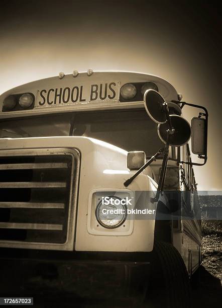 Vecchia Scuola Bus - Fotografie stock e altre immagini di Autobus - Autobus, Automobile, Cielo