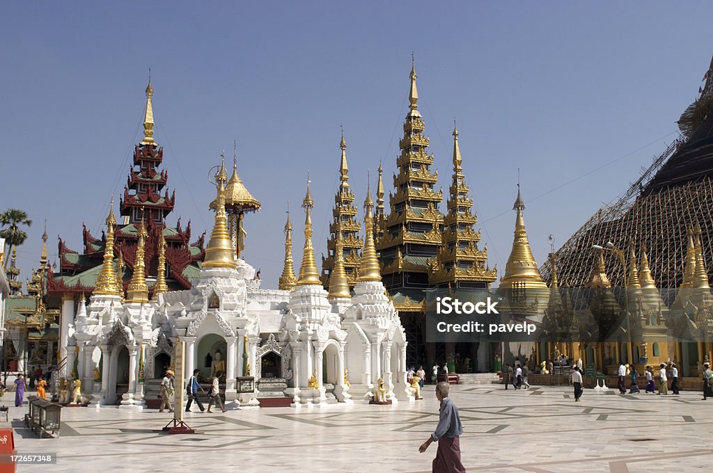 Pagode de Shwedagon arredores - Foto de stock de Azul royalty-free