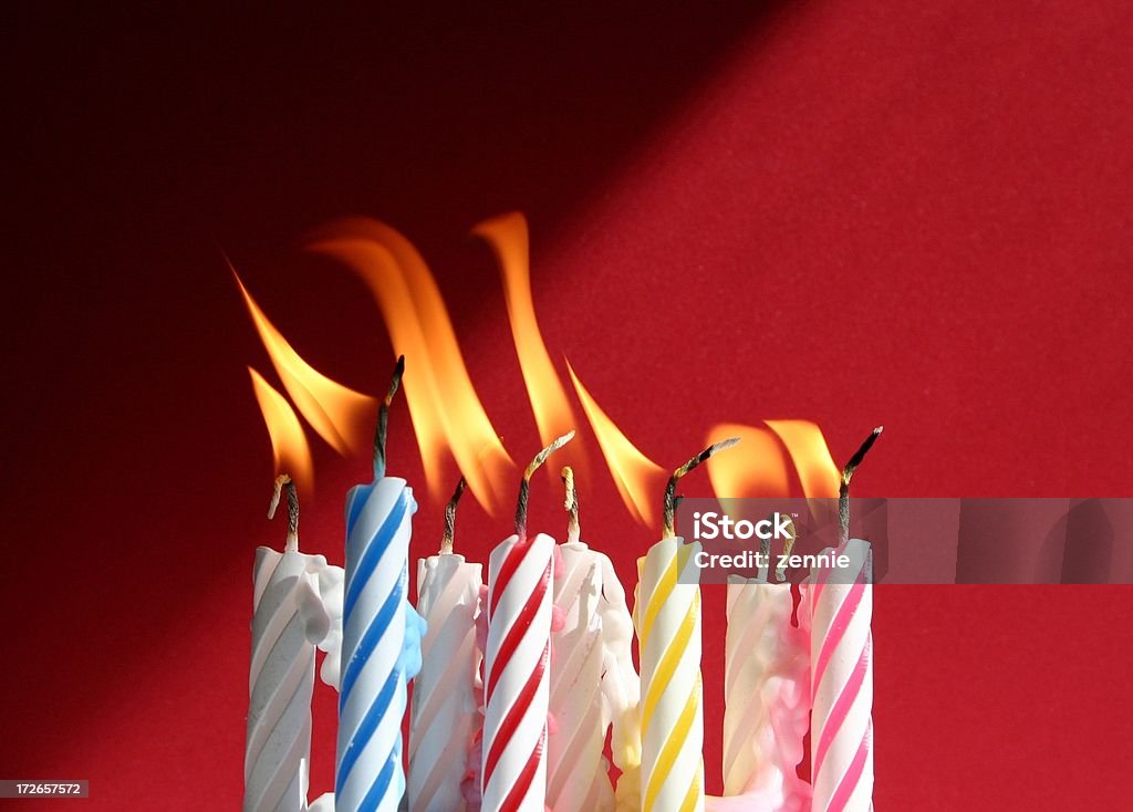 Happy Birthday Candles Eight happy birthday candles with lively flames. 8-9 Years Stock Photo