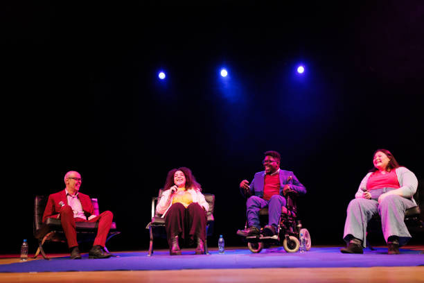 istock Diverse people giving a speech in a technology convention 1726578314