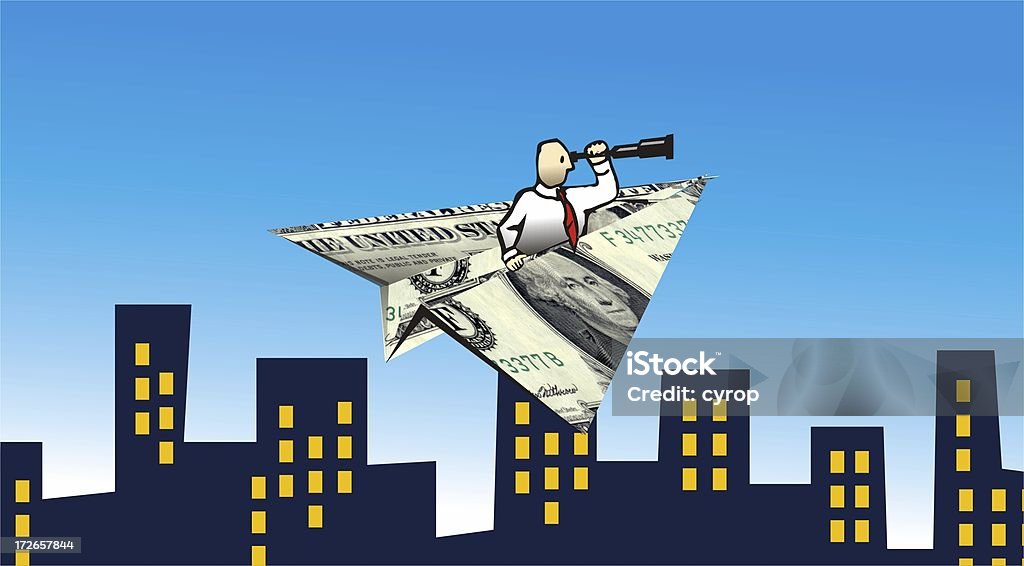 Abenteuer von Geld Papier Flugzeug - Lizenzfrei Berufliche Beschäftigung Stock-Foto