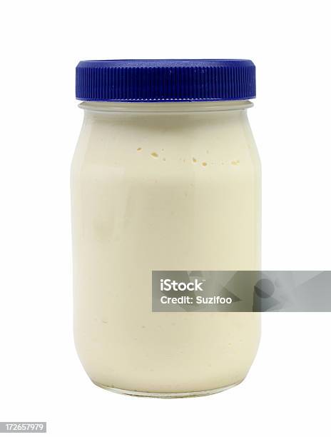 Jar Of Mayonnaise Stock Photo - Download Image Now - Mayonnaise, Jar, White Background