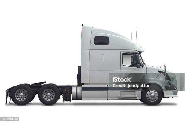 인명별 영리목적 판매차 세미 트럭에 대한 스톡 사진 및 기타 이미지 - 세미 트럭, 측면 보기, 흰색 배경