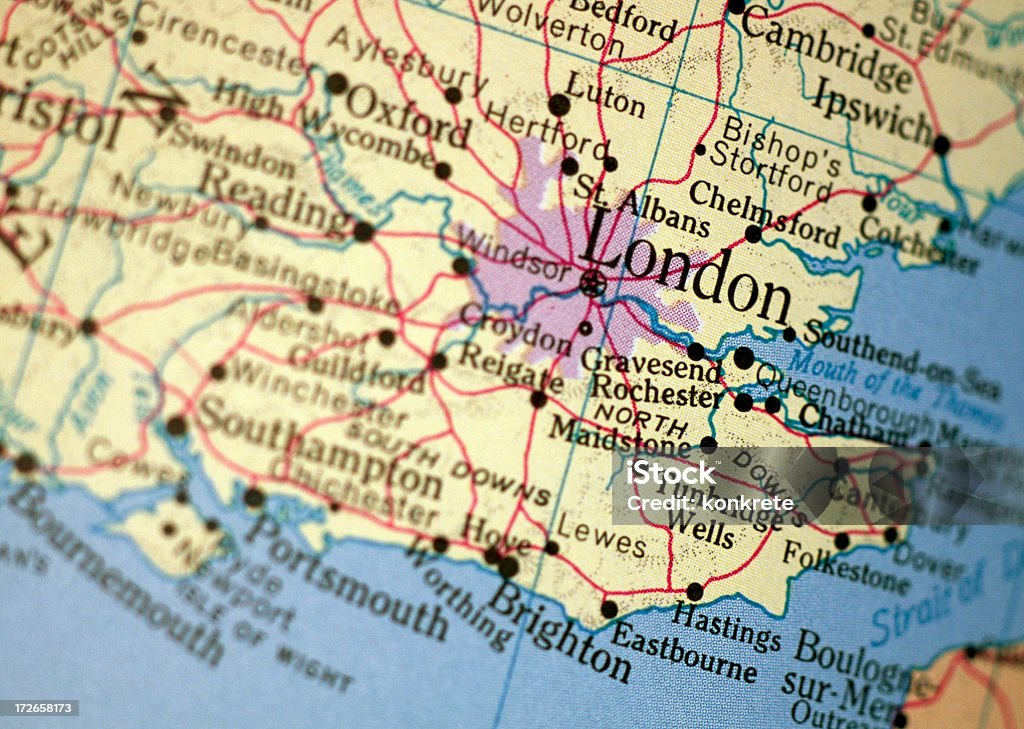 Londres no mapa - Foto de stock de Cidade royalty-free