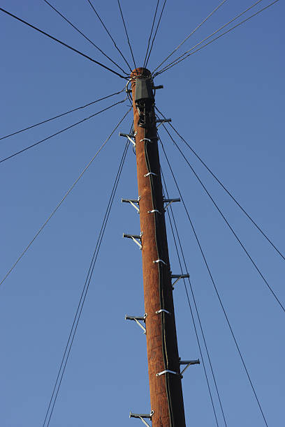 istock Telephone wires held up on tall pole 172658558