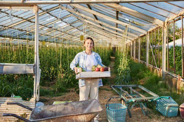 Free Stock Photo of Woman Standing in Greenhouse Holding Shovel ...