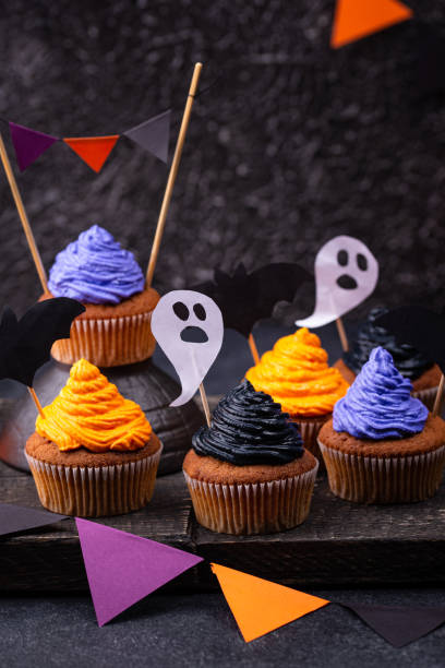 istock Halloween cupcakes with color cream 1726597039
