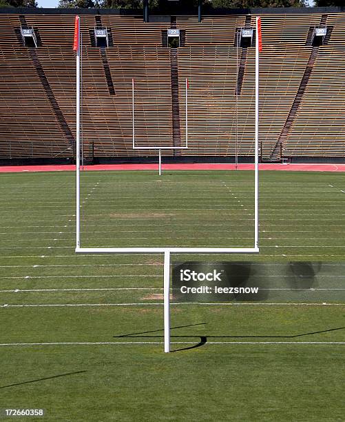 Football Field Goal Posts Stock Photo - Download Image Now - End Zone, American Football - Sport, Bench