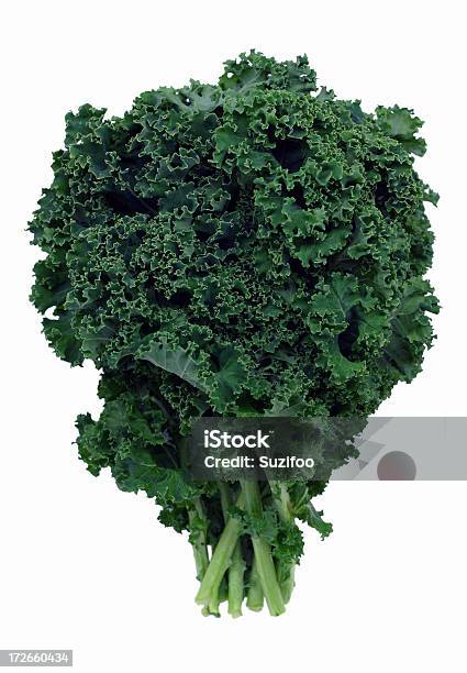 Bushel Of Green Kale On White Background Stock Photo - Download Image Now - Kale, Cut Out, White Background
