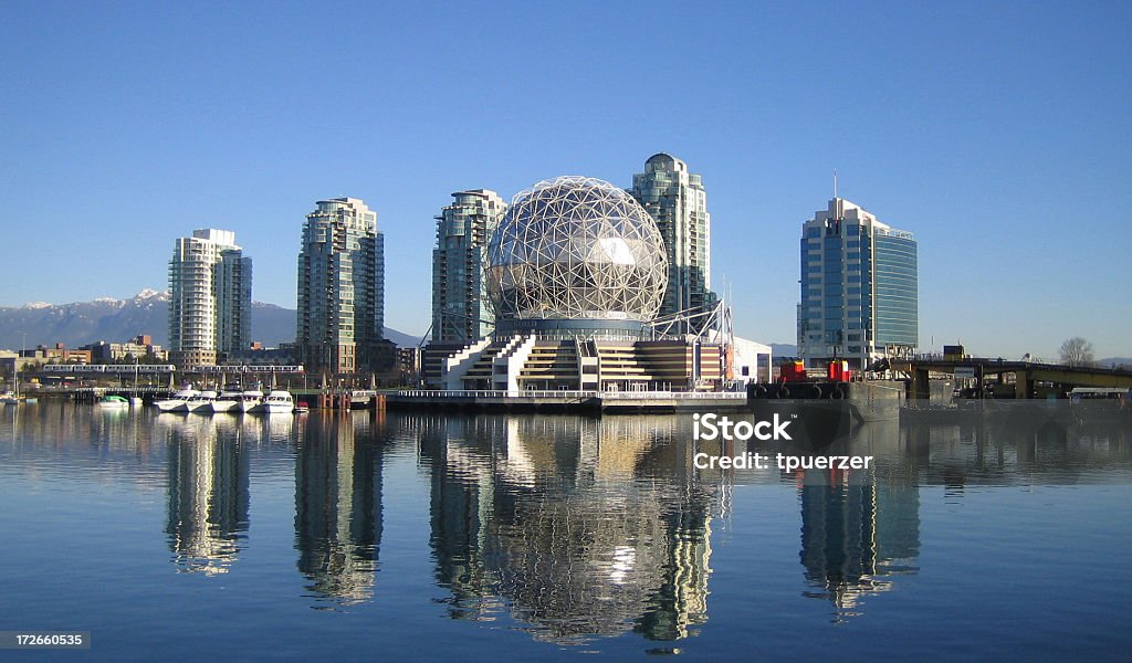 Science World Dome "Science World, Vancouver, BC, Canada reflected in water. Interesting example of a geodesic dome.Check out these related images:" Vancouver - Canada Stock Photo