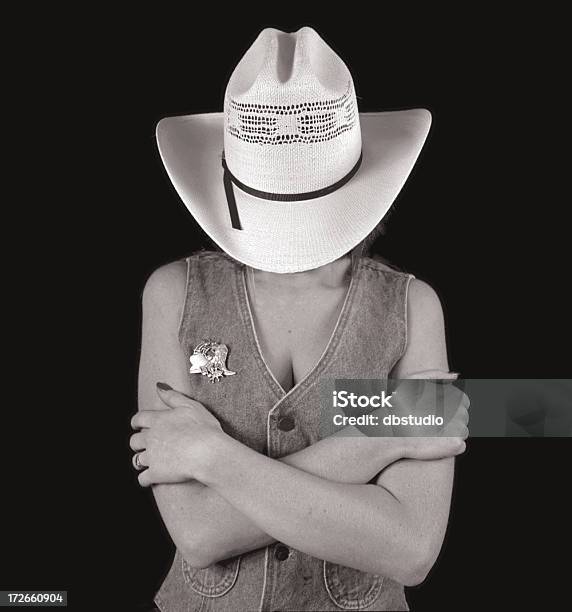 Cowgirl - zdjęcia stockowe i więcej obrazów Broszka - Broszka, Czarne tło, Czarno biały