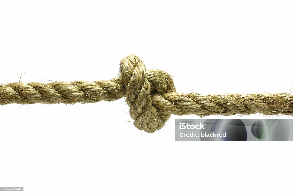 Problem Closeup shot of a rope with a knot. Isolated on white background.Similar images - Brown Stock Photo