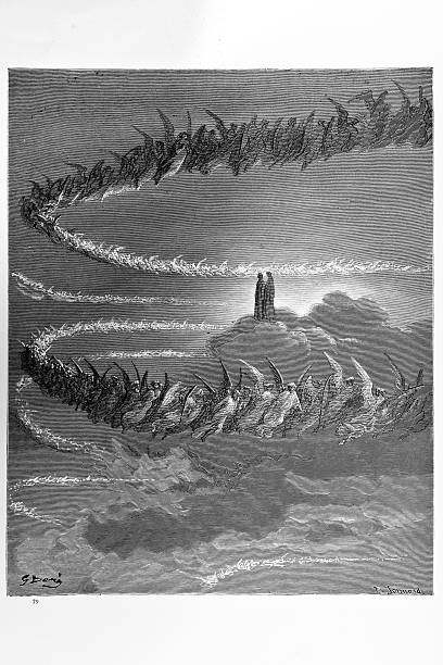 The spirits in Jupiter "The spirits in Jupiter, a scene from Dante's Paradiso. Engraving from 1870. Engraving by Gustave Dore, Photo by D Walker." dante stock illustrations