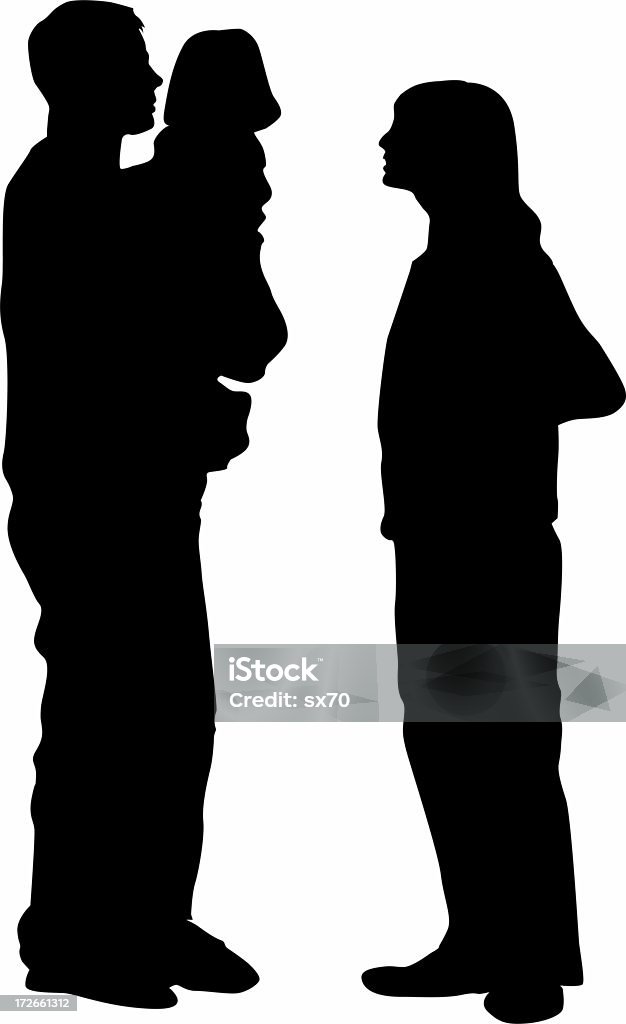 Lets not argue infront of the kid. Silhouette Fighting Stock Photo
