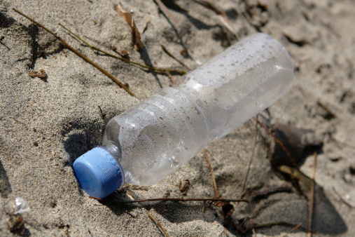 non-biodegradable trash - empty plastic water bottle