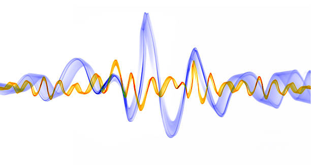Sound waves pulsating in lavender and gold