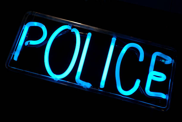 istock Police Sign in Blue Neon 172661915