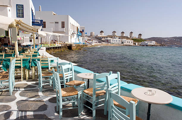 istock Mykonos, Restaurants and Landmark Windmills 172661979