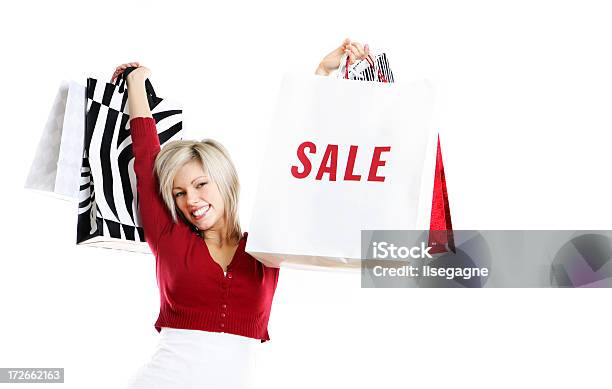 Sprzedaż - zdjęcia stockowe i więcej obrazów Białe tło - Białe tło, Codzienne ubranie, Czerwony