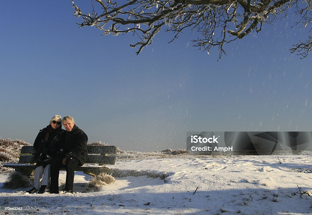 Casal Idoso sentado na Neve - Royalty-free 60-69 Anos Foto de stock