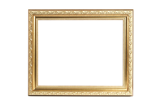 Old picture frame. It is square so placement of objects inside is easily accomplished. Easily selectable as it's shot on white.
