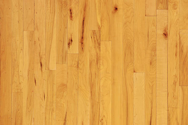 Overhead Closeup of Horizontal Wooden Basketball Floor stock photo