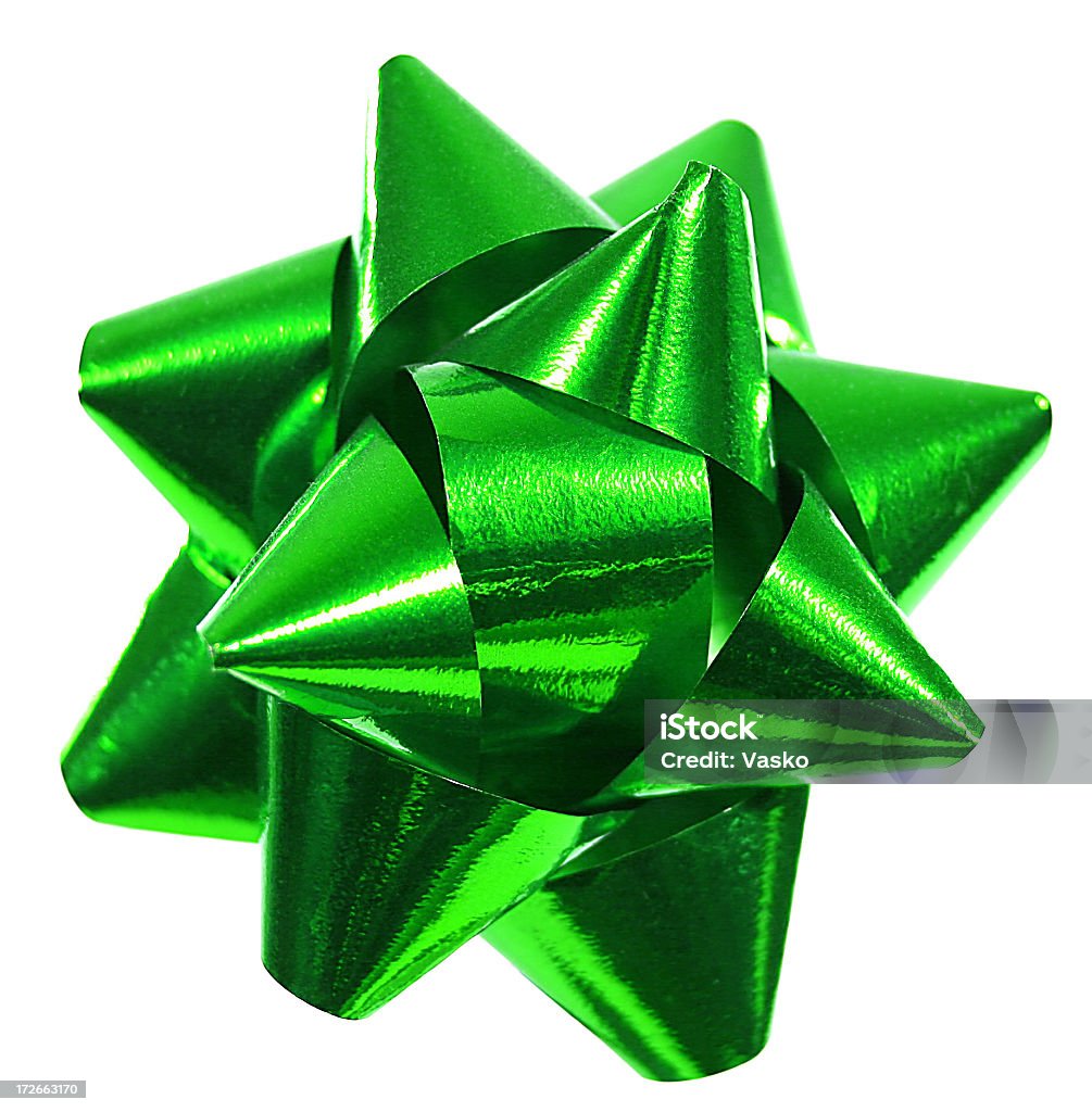 Green bow isolated on white background This is a detailed picture of a green bow.     Tied Bow Stock Photo
