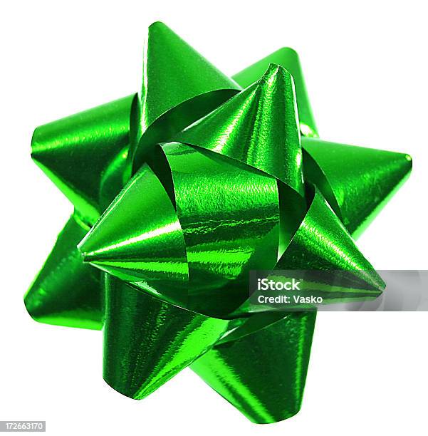 Green Bow Isolated On White Background Stock Photo - Download Image Now - Tied Bow, Gift, Green Color