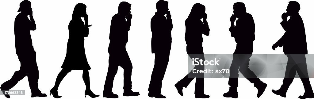 Can you hear us?? Silhouette.Raster Silhouettes People Stock Photo