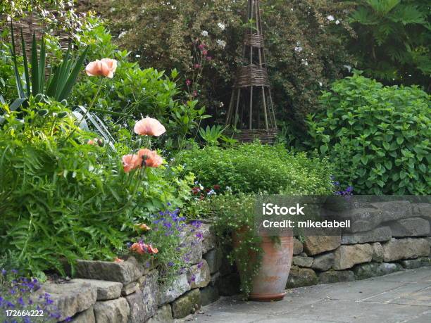 Casa De Jardim - Fotografias de stock e mais imagens de Papoila - Planta - Papoila - Planta, Erva Cidreira Verdadeira, Vaso de Flor