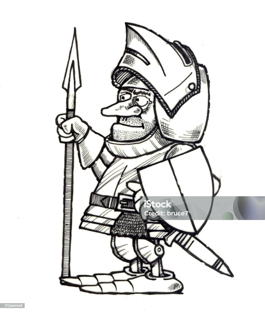 Мультяшный Knight - Стоковые иллюстрации Белый фон роялти-фри