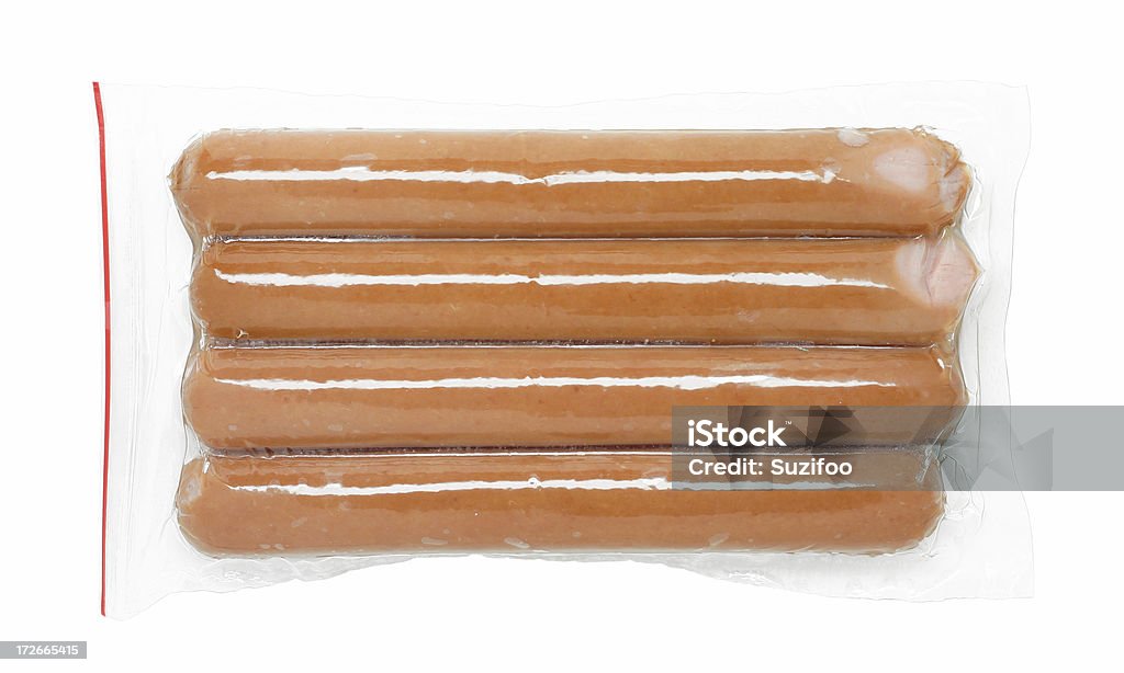 hot dogs "Hot dogs, in a clear plastic package. Isolated on white." Hot Dog Stock Photo
