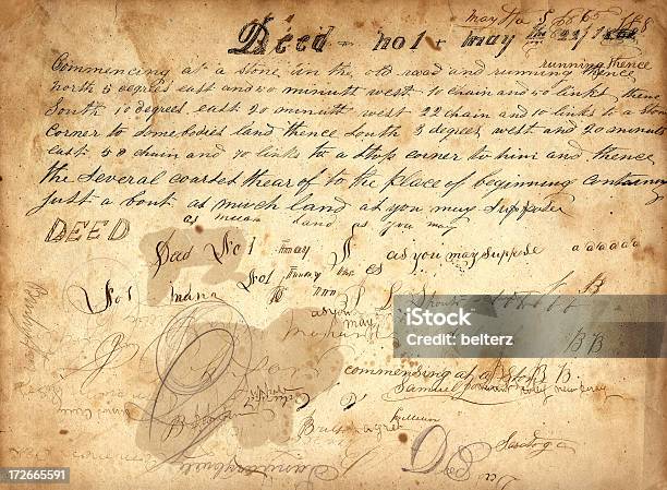 Antique Deed And Doodles Stock Photo - Download Image Now - Deed, Old, Old-fashioned