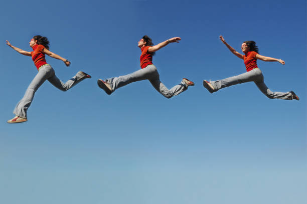 Young man flying on metaverse