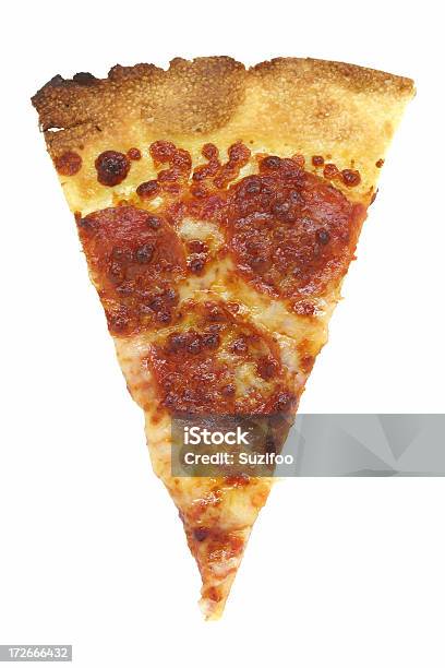 Fetta Di Pizza Con Salame Piccante - Fotografie stock e altre immagini di Carne - Carne, Cibi e bevande, Cibo