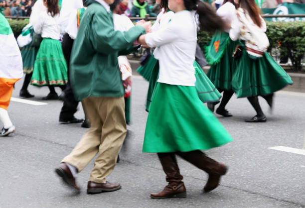 folk dancing dance performance during a parade irish culture stock pictures, royalty-free photos & images