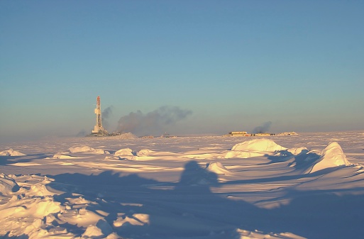 Oil Drilling rig in the Arctic