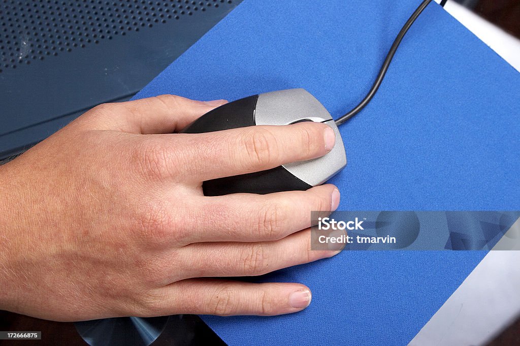 Hand auf Maus - Lizenzfrei Blau Stock-Foto