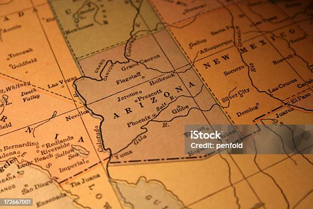 Винтажные Карта Аризоны — стоковые фотографии и другие картинки Аризона - Юго-запад США - Аризона - Юго-запад США, Карта, США
