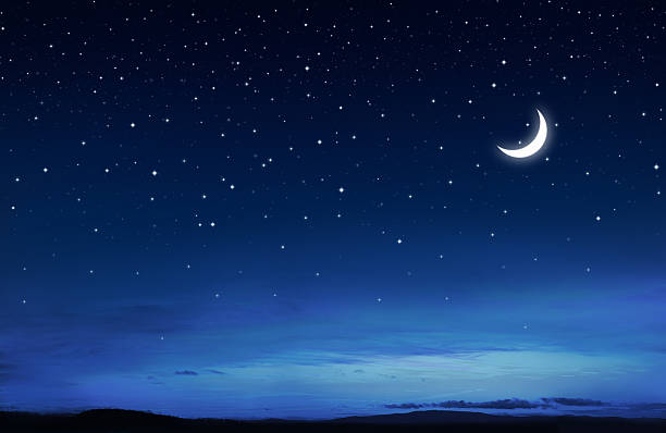 starry peaceful night - ay gökyüzü stok fotoğraflar ve resimler