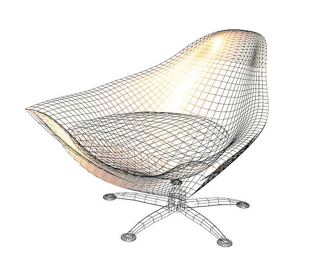 Chair Wireframe 3D rendering of a design chair (wireframe). wire frame model stock pictures, royalty-free photos & images