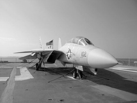 A Navy F-14 Tomcat onboard the USS Yorktown.